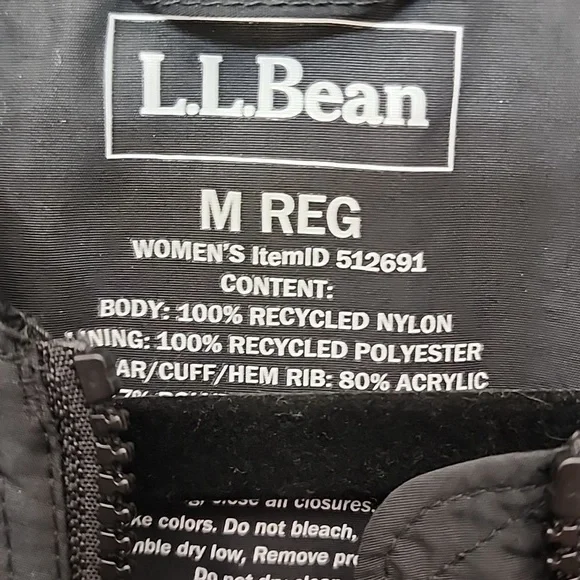 L.L.Bean Womens Black 3-Season Bomber jacket sz Medium - Picture 2 of 10